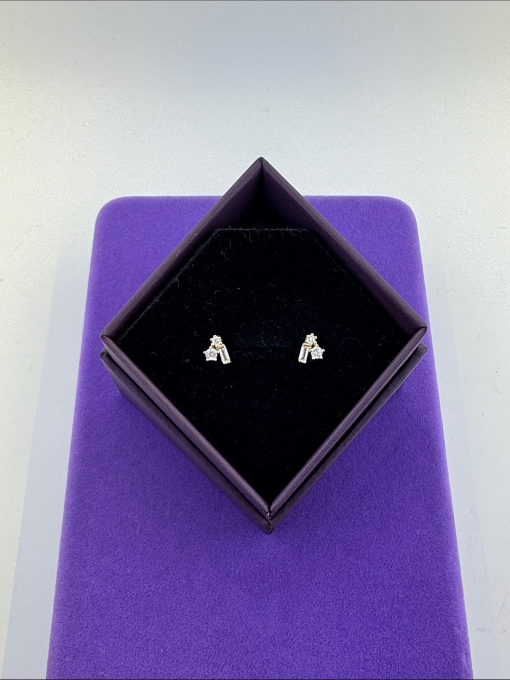 💛 14k Gold Vermeil Baguette & Brilliant CZ Stud Earrings | Minimalist Sparkle